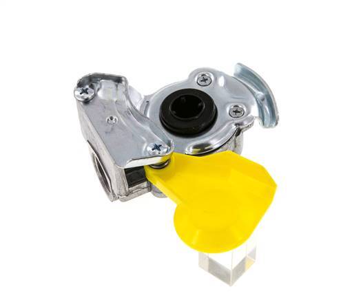 Aluminium Gladhand Koppeling M22x1.5 Binnendraad Onderbreking (geel) DIN 74254