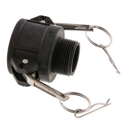 Camlock DN 40 (1 1/2'') Koppeling PolypropyleenR 1 1/4'' met buitendraad Type B MIL-C-27487