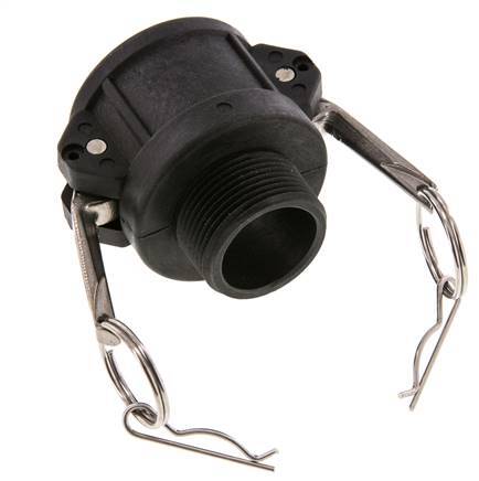 Camlock DN 40 (1 1/2'') Koppeling PolypropyleenR 1 1/4'' met buitendraad Type B MIL-C-27487