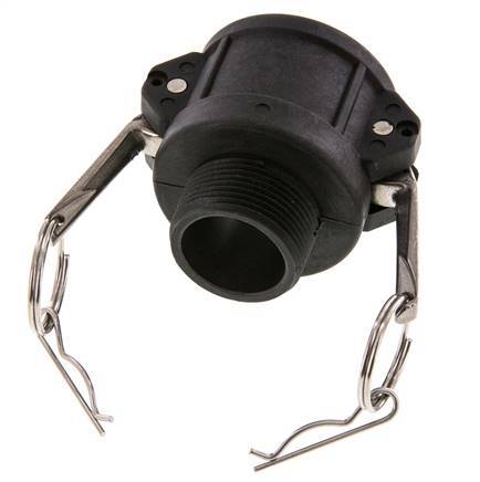 Camlock DN 40 (1 1/2'') Koppeling PolypropyleenR 1 1/4'' met buitendraad Type B MIL-C-27487