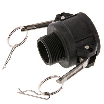 Camlock DN 40 (1 1/2'') Koppeling PolypropyleenR 1 1/4'' met buitendraad Type B MIL-C-27487