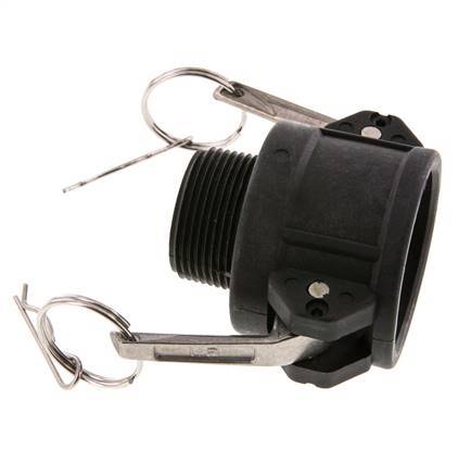 Camlock DN 40 (1 1/2'') Koppeling PolypropyleenR 1 1/4'' met buitendraad Type B MIL-C-27487