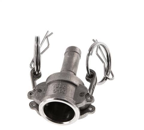Camlock DN 15 (1/2'') Koppeling RVS met slangpilaar (13 mm) Type C MIL-C-27487