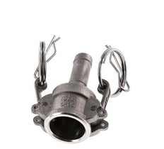 Camlock DN 15 (1/2'') Koppeling RVS met slangpilaar (13 mm) Type C MIL-C-27487
