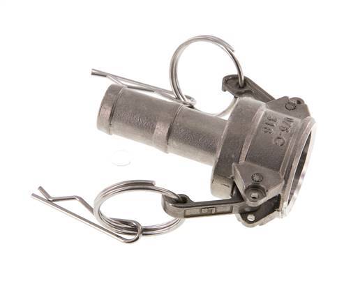 Camlock DN 20 (3/4'') Koppeling RVS met slangpilaar (19 mm) Type C MIL-C-27487