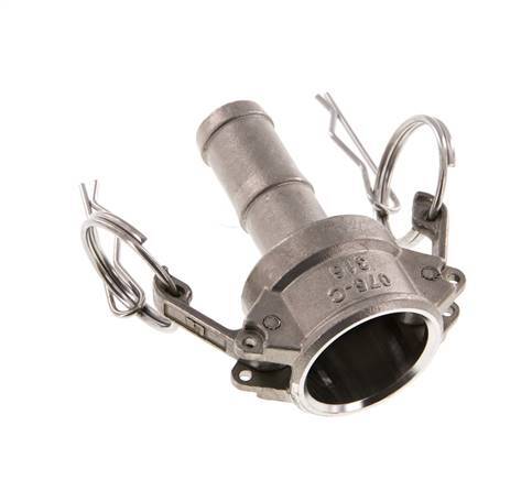 Camlock DN 20 (3/4'') Koppeling RVS met slangpilaar (19 mm) Type C MIL-C-27487