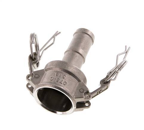 Camlock DN 20 (3/4'') Koppeling RVS met slangpilaar (19 mm) Type C MIL-C-27487