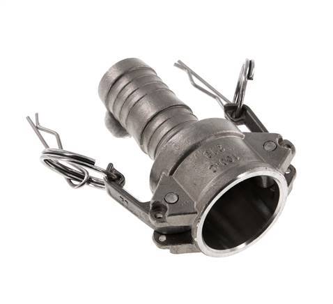 Camlock DN 25 (1'') Koppeling RVS met slangpilaar (25 mm) Type C MIL-C-27487
