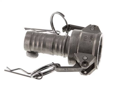 Camlock DN 25 (1'') Koppeling RVS met slangpilaar (25 mm) Type C MIL-C-27487