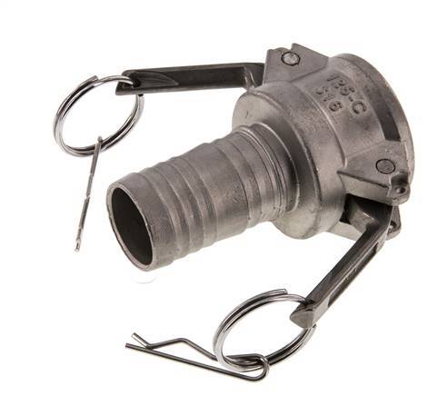 Camlock DN 32 (1 1/4'') Koppeling RVS met slangpilaar (32 mm) Type C MIL-C-27487