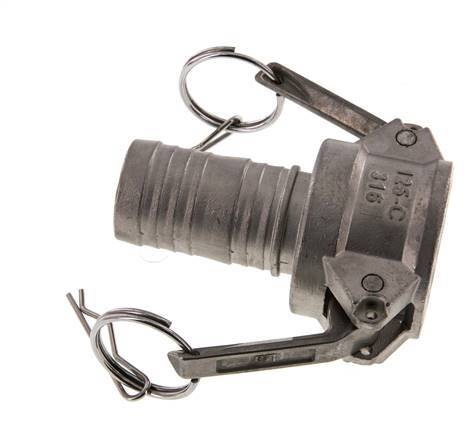 Camlock DN 32 (1 1/4'') Koppeling RVS met slangpilaar (32 mm) Type C MIL-C-27487