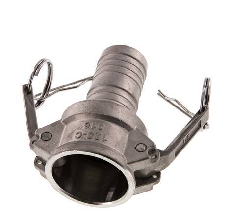 Camlock DN 32 (1 1/4'') Koppeling RVS met slangpilaar (32 mm) Type C MIL-C-27487