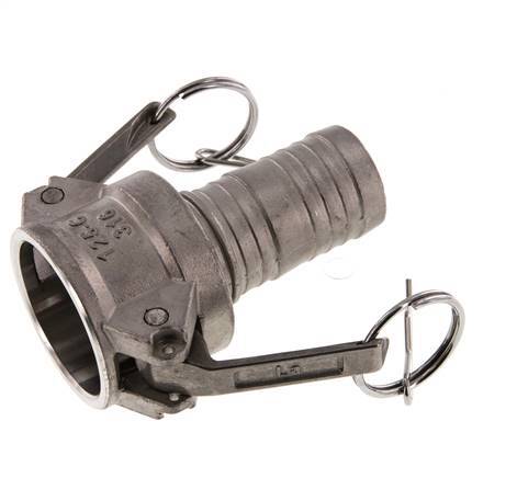 Camlock DN 32 (1 1/4'') Koppeling RVS met slangpilaar (32 mm) Type C MIL-C-27487