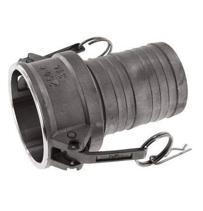 Camlock DN 60 (2 1/2'') Koppeling RVS met slangpilaar (63 mm) Type C MIL-C-27487
