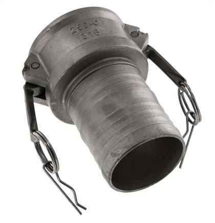 Camlock DN 60 (2 1/2'') Koppeling RVS met slangpilaar (63 mm) Type C MIL-C-27487