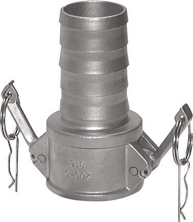 Camlock DN 140 (6'') Koppeling RVS met slangpilaar (150 mm) Type C MIL-C-27487