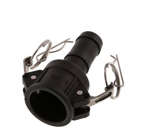 Camlock DN 25 (1'') Koppeling Polypropyleen met slangpilaar (25 mm) Type C MIL-C-27487