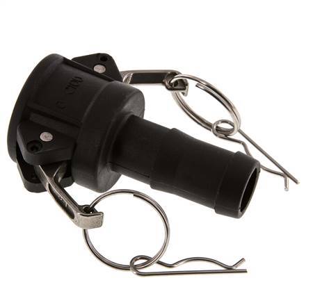 Camlock DN 25 (1'') Koppeling Polypropyleen met slangpilaar (25 mm) Type C MIL-C-27487