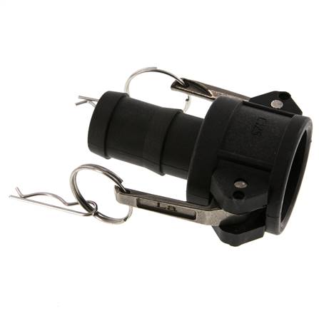 Camlock DN 32 (1 1/4'') Koppeling Polypropyleen met slangpilaar (32 mm) Type C MIL-C-27487