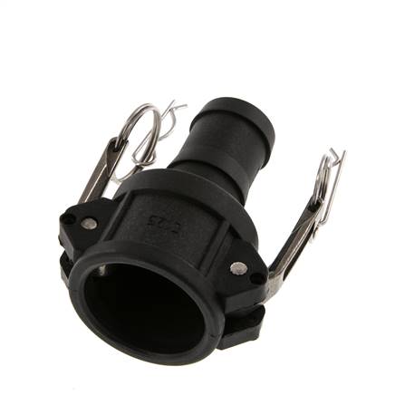 Camlock DN 32 (1 1/4'') Koppeling Polypropyleen met slangpilaar (32 mm) Type C MIL-C-27487