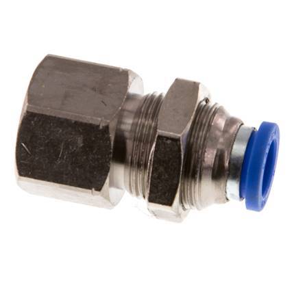8mm x G1/4'' Push-in Fitting with Female Threads Brass/PA 66 NBR Bulkhead [2 Pieces]