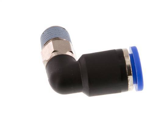 8mm x R1/8'' 90 graden L-verbinding Messing/PA 66 Insteekfitting Buitendraad Kort Draaibaar NBR [2 Stuks]