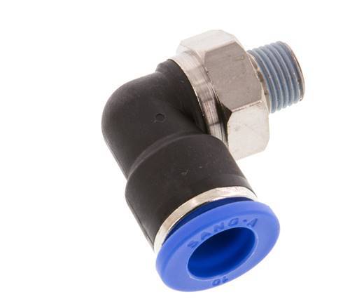 10mm x R1/8'' 90 graden L-verbinding Messing/PA 66 Insteekfitting Buitendraad Kort Draaibaar NBR [2 Stuks]