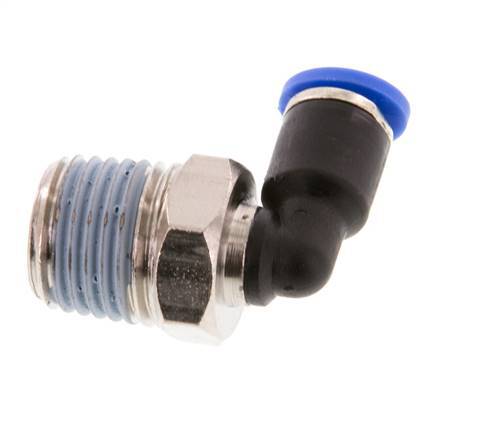 4mm x R1/4'' 90deg Elbow Push-in Fitting with Male Threads Brass/PA 66 NBR Short Sleeve Rotatable [2 Pieces]