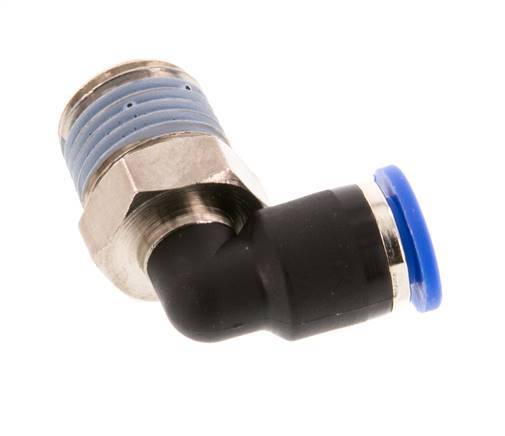 6mm x R1/4'' 90deg Elbow Push-in Fitting with Male Threads Brass/PA 66 NBR Short Sleeve Rotatable [2 Pieces]