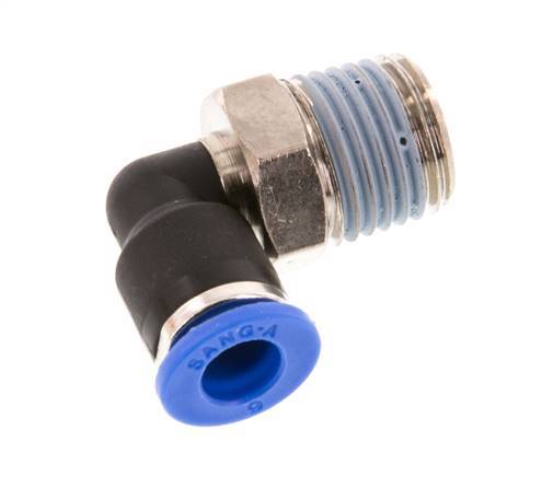 6mm x R1/4'' 90 graden L-verbinding Messing/PA 66 Insteekfitting Buitendraad Kort Draaibaar NBR [2 Stuks]