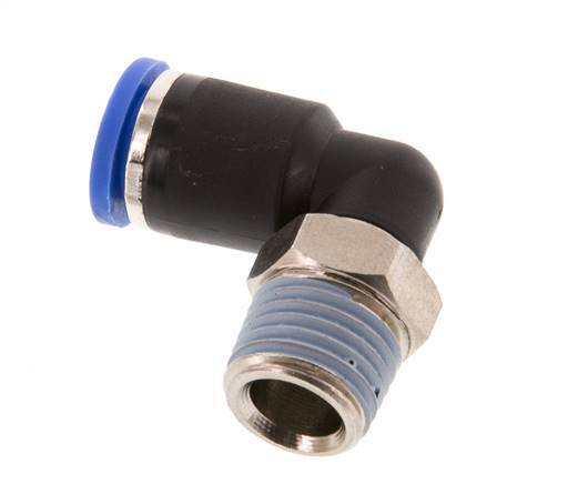 8mm x R1/4'' 90deg Elbow Push-in Fitting with Male Threads Brass/PA 66 NBR Short Sleeve Rotatable [2 Pieces]