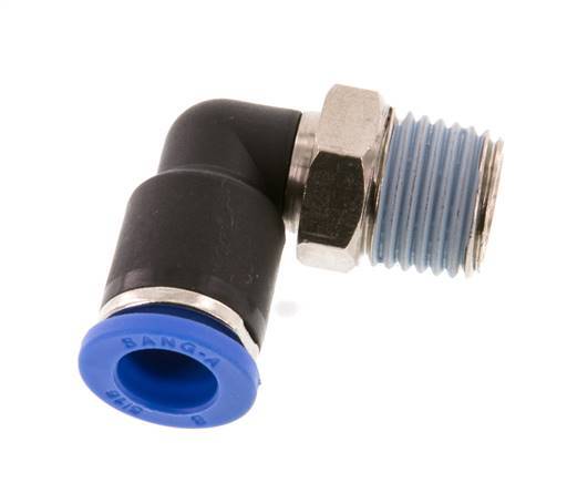 8mm x R1/4'' 90 graden L-verbinding Messing/PA 66 Insteekfitting Buitendraad Kort Draaibaar NBR [2 Stuks]
