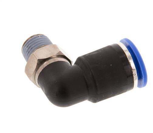 12mm x R1/4'' 90deg Elbow Push-in Fitting with Male Threads Brass/PA 66 NBR Short Sleeve Rotatable [2 Pieces]
