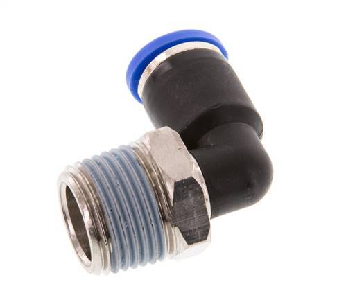 8mm x R3/8'' 90deg Elbow Push-in Fitting with Male Threads Brass/PA 66 NBR Short Sleeve Rotatable [2 Pieces]