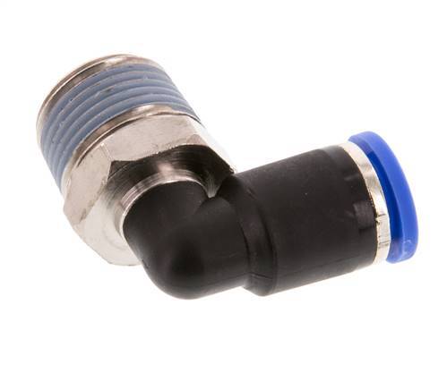 8mm x R3/8'' 90deg Elbow Push-in Fitting with Male Threads Brass/PA 66 NBR Short Sleeve Rotatable [2 Pieces]