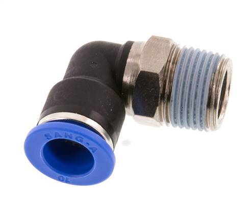 10mm x R3/8'' 90 graden L-verbinding Messing/PA 66 Insteekfitting Buitendraad Kort Draaibaar NBR [2 Stuks]