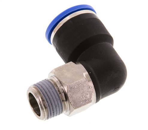 14mm x R3/8'' 90 graden L-verbinding Messing/PA 66 Insteekfitting Buitendraad Kort Draaibaar NBR