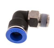 14mm x R3/8'' 90 graden L-verbinding Messing/PA 66 Insteekfitting Buitendraad Kort Draaibaar NBR