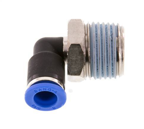 8mm x R1/2'' 90 graden L-verbinding Messing/PA 66 Insteekfitting Buitendraad Kort Draaibaar NBR [2 Stuks]