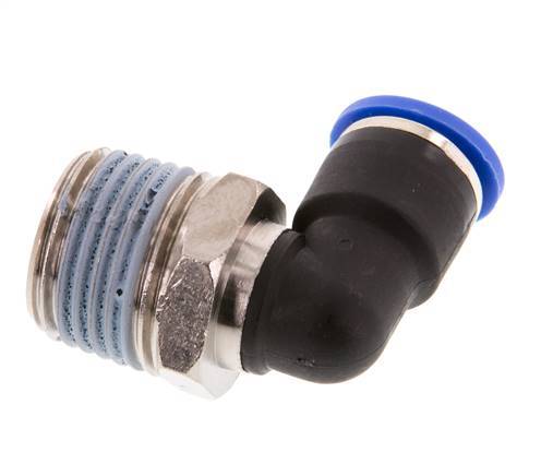 10mm x R1/2'' 90deg Elbow Push-in Fitting with Male Threads Brass/PA 66 NBR Short Sleeve Rotatable [2 Pieces]