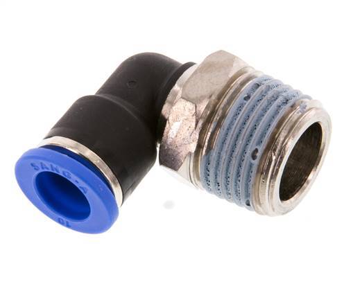 10mm x R1/2'' 90deg Elbow Push-in Fitting with Male Threads Brass/PA 66 NBR Short Sleeve Rotatable [2 Pieces]