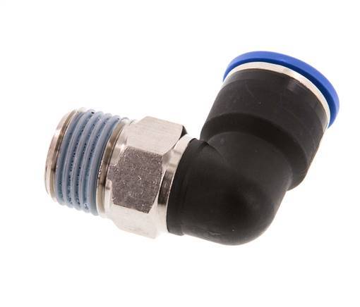 14mm x R1/2'' 90 graden L-verbinding Messing/PA 66 Insteekfitting Buitendraad Kort Draaibaar NBR