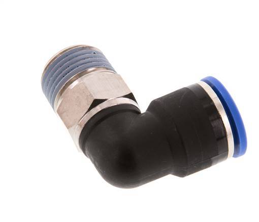 14mm x R1/2'' 90 graden L-verbinding Messing/PA 66 Insteekfitting Buitendraad Kort Draaibaar NBR