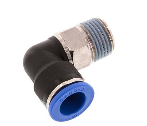 14mm x R1/2'' 90 graden L-verbinding Messing/PA 66 Insteekfitting Buitendraad Kort Draaibaar NBR