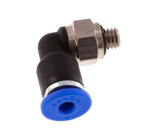 3mm x M 5 90 graden L-verbinding Messing/PA 66 Insteekfitting buitendraad Kort Draaibaar NBR [5 Stuks]