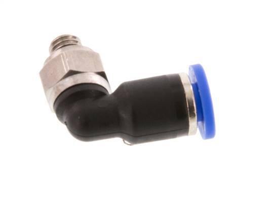 4mm x M 5 90 graden L-verbinding Messing/PA 66 Insteekfitting Buitendraad Kort Draaibaar NBR [2 Stuks]