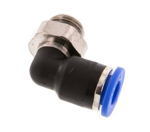 6mm x G1/8'' 90 graden L-verbinding Messing/PA 66 Insteekfitting Buitendraad Kort Draaibaar NBR [2 Stuks]