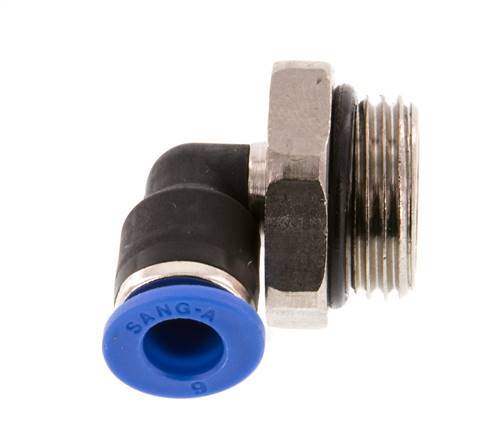 6mm x G3/8'' 90deg Elbow Push-in Fitting with Male Threads Brass/PA 66 NBR Short Sleeve Rotatable [2 Pieces]