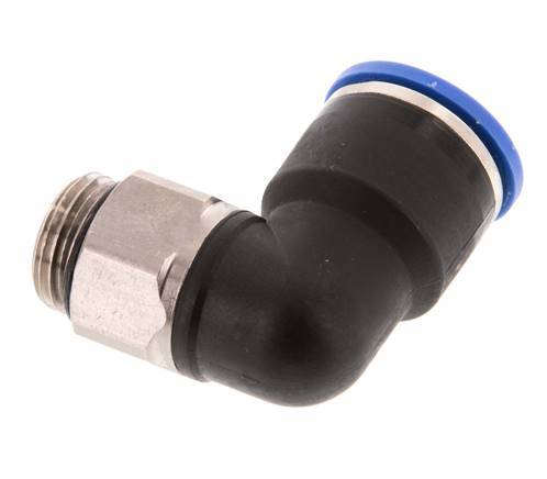 14mm x G3/8'' 90 graden L-verbinding Messing/PA 66 Insteekfitting Buitendraad Kort Draaibaar NBR