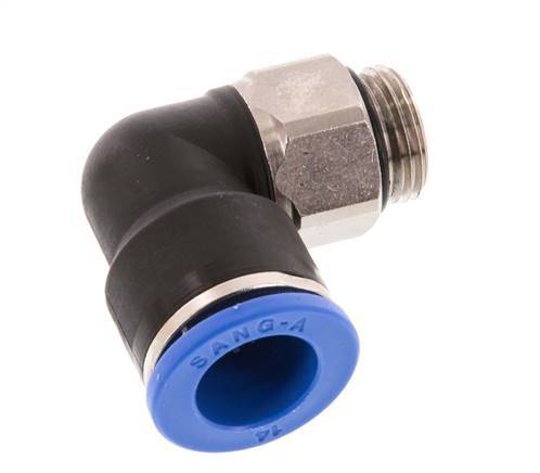 14mm x G3/8'' 90 graden L-verbinding Messing/PA 66 Insteekfitting Buitendraad Kort Draaibaar NBR